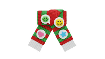 Festive Scarf with Emoticons, Heart, and Star