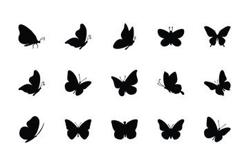 Elegant Butterfly Silhouettes Vector Set. Flying Insects Collection for Nature, Beauty, and Design Projects