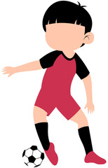 Soccer Boy Dribbling with Outside of the Foot. Base Color Graphic. Editable Color Vector