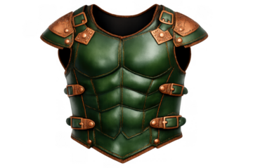 Green leather chestplate armor with bronze accents for fantasy medieval warrior protection