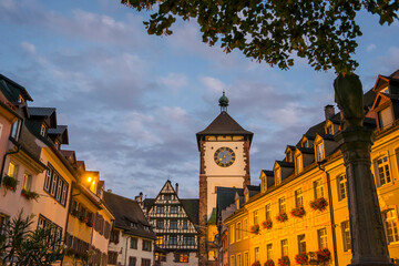 Fototapeta premium Das historische Schwabentor im Abendlicht, Freiburg im Breisgau