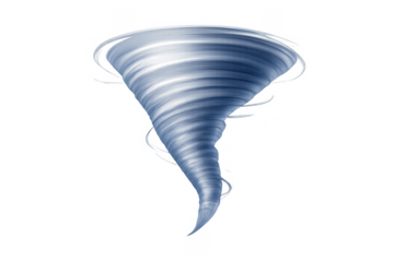 Blue tornado funnel swirling creating strong wind, cyclone power and a dangerous storm disaster impact