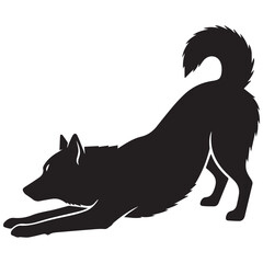 Dog in dynamic running motion with tail up