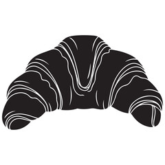 Elegant black and white croissant pastry illustration
