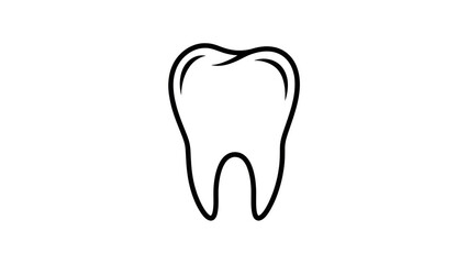 Molar Tooth Simple Line Art Illustration on White Background for Dental Care