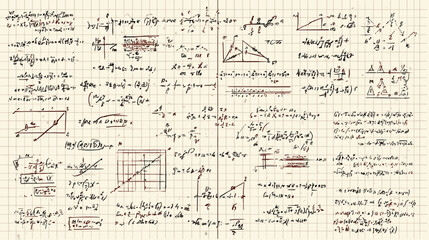 hand drawn mathematics notes in old texture papers  © Katya