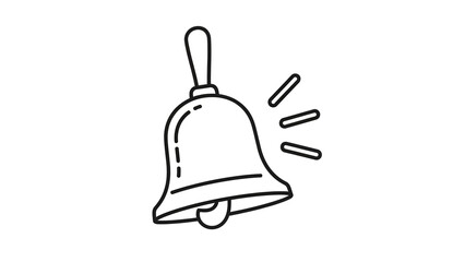 Simple Bell Icon in Minimalist Style with Black Line Art on White Background for Notification Symbol