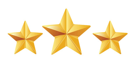 Three golden stars rating symbol illustration representing quality achievement excellence and premium award concept
