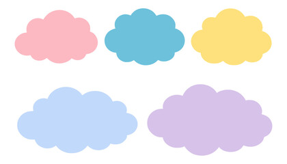vector soft pastel cloud shaped abstract labels and decorative blobs with rounded edges arranged on white background for playful modern design use