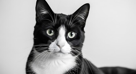 Black and White Cat Portrait.