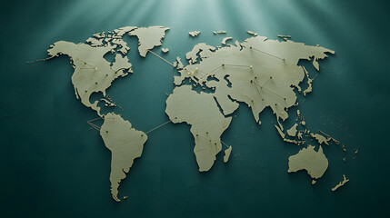 World map with connections, showcasing global geography and interconnectedness
