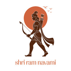 Ram Navami Modern Flat Vector Illustration.