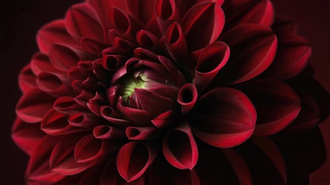 Stunning close-up of a vibrant red dahlia flower showcasing intricate petal details