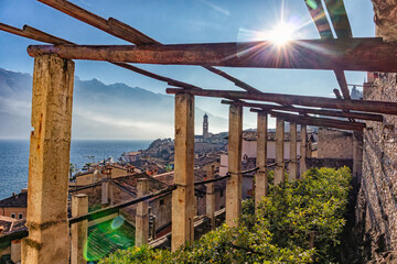 Foreshortening of Limone sul Garda Village