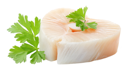 Grilled meat portion garnished with vibrant parsley juicy meat portion displayed with fresh green herb garnish