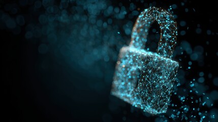Digital Padlock with Glowing Network Connections Symbolizing Cybersecurity and Data Protection
