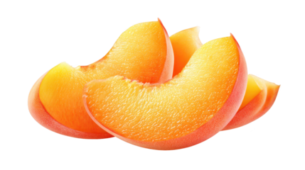 Close up shows fresh peach sliced in half vibrant fruit half displays its seed and texture