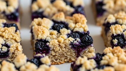 Peanut Butter Blueberry Oatmeal Bars Close Up Texture