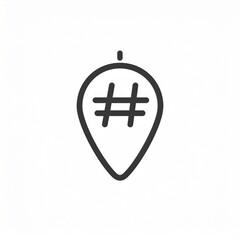 Obraz premium Black Hashtag Symbol in Location Pin Icon Isolated on White Background Minimalist Design