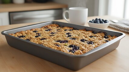 Peanut Butter Blueberry Oatmeal Bars Fresh Out of Oven