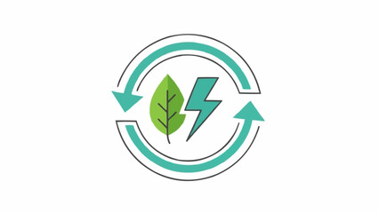 Obraz premium Green leaf with lightning bolt symbol.