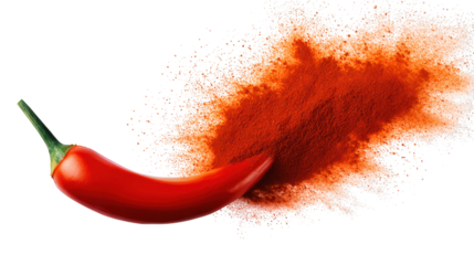 Red pepper dusted with vibrant chili powder vibrant red pepper generously coated in fiery powder