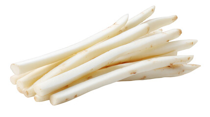 White asparagus stalks arranged neatly freshly harvested white asparagus is shown close up