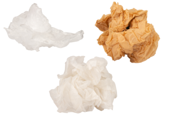 Crumpled plastic bag ball isolated on white background