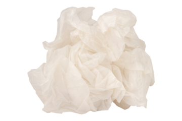 Crumpled plastic bag ball isolated on white background