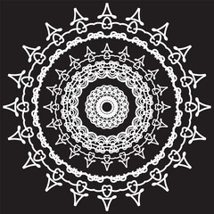 Minimal White Mandala Pattern on Black Background