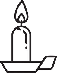 White Candle Flame Icon on Black Background fire light