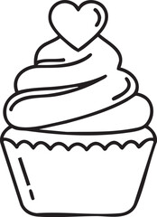 White cupcake with heart on white background dessert