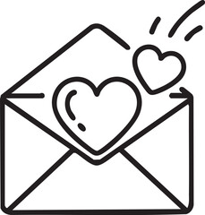 White Envelope With Two Hearts On Transparent Background