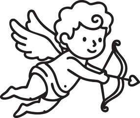 White Cupid Flying with Bow and Arrow on Transparent Background