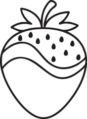 White Strawberry Icon with Black Seeds and Leaves fruit