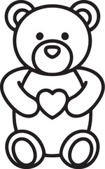 White Teddy Bear Holding Heart on Transparent Background