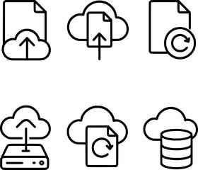 File backup cloud storage icon set