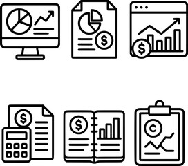 Financial Dashboard and Budget Planning Line Icons