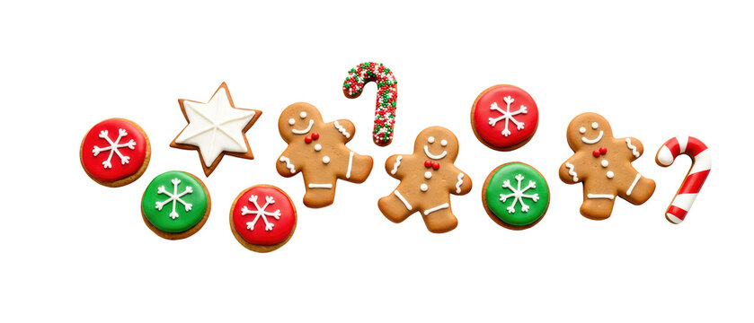 Gingerbread cookies festive decorations holiday treats colorful icing Christmas theme sweet snacks cheerful designs seasonal desserts - Powered by Adobe