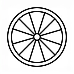 Obraz premium Minimalist black and white bicycle wheel icon isolated on white background vector illustration