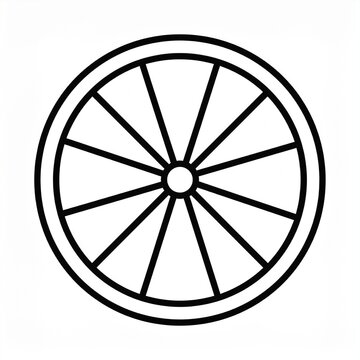 Minimalist black and white bicycle wheel icon isolated on white background vector illustration