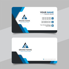 Blue modern creative business card and name card horizontal simple clean template vector design