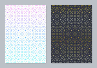 Abstract covers and brochures with geometric backgrounds of polygon shape patterns