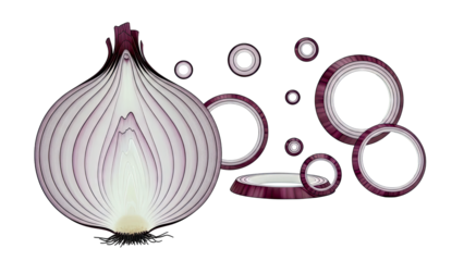 Red Onion Halved and Sliced Rings