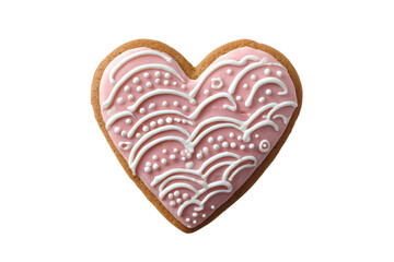 Heart Shaped Iced Cookie on White Background