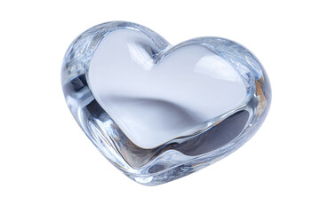 Glass Heart Figurine on White Background