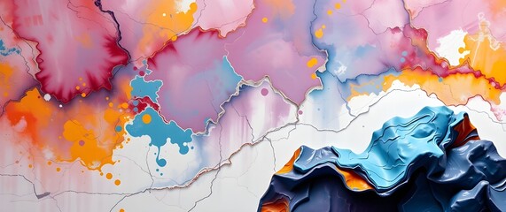 Surreal Sunset Landscape: 3D Painted Planets Floating Over Textured Abstract Waves