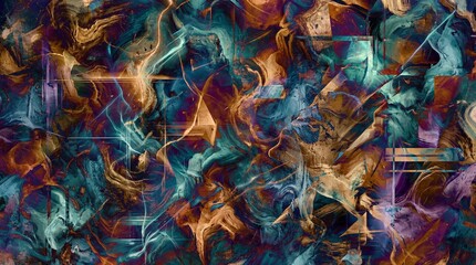 Naklejka premium Vibrant abstract background with swirling patterns and neon colors, creating a dynamic and eye-catching visual effect