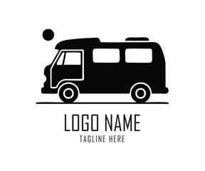 Minimalist Camper Van Vector Logo for RV Travel Road Trip and Van Life Branding