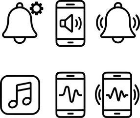 Custom alert tones and vibration settings icon set